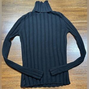 Zara Knit Size M Black Turtleneck Ribbed Knit Long Sleeve Pullover Sweater Top